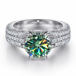 BagueRingeni 2kt Moissanite S&otilde;rmused Algsed h&otilde;bedased 925 Ehted Pulmapaelad Naiste peened ehted Kingitus Suurus 5-10 10 sinine/roheline