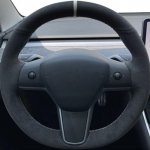 Auto Rooli Kate Rooli M&auml;his Suede Nahk Originaal Rooli Punutis Tesla Model 3 2015-2021 Model Y jaoks Style 12