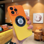 Luksuslik magnetiline juhtmevaba laadimistelefoni &uuml;mbris iPhone'ile 14 13 12 11 Pro Max Plus Magsafe Gradient Hard PC Matte Candy Cover For iPhone 11Pro oranž