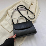 &Uuml;hev&auml;rviline Crossbody kott Krokodillimustriga vabaaja k&auml;ekott naistele Korea stiilis moodne &otilde;lakott V&auml;ike kandiline kott 20x9x14cm must