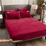 Talvine pl&uuml;&uuml;skristall-sametine lina madratsi kaitsekate paks, soe pehme kaheinimesevoodi voodilinad elastne king-kuninganna kattemadrats ilma padjap&uuml;&uuml;rita Bed sheet (150x200x25cm)