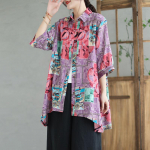 MOJTA suvetr&uuml;kiga naiste top puuvillane p&auml;ikesekaitses&auml;rk Lotose Leaf Pluus one size