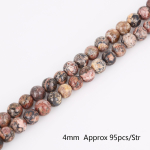 Looduslikust kivist punased leopardhelmed 15-tollised kiud 4 6 8 10 12 mm k&auml;ev&otilde;ru kaelakee valmistamiseks 4mm 95pcs