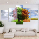 5 paneeli Maastik L&otilde;uend Maalimine Neli aastaaega Puumaagia Vaade Plakatid ja v&auml;ljatr&uuml;kid Seinakunst Pildid Ruumi Kodukaunistus Ilma raamita 20x35cm*2 20x45cm*2 20x55cm*1