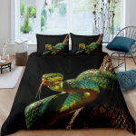 kemila 3d Snake tekikott Roheline Snake voodipesukomplekt Loomade teema poistele Meestele Voodiriided Padjap&uuml;&uuml;r Double Queen Size tekikate AU single 140x210