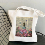 Ostukorv Alice In Wonderland Garden Prinditud kandekott naistele Harajuku ostja k&auml;ekott t&uuml;druk &Otilde;lakott Lady Canvas Bag 24*26cm