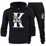 Naiste pikkade varrukatega Lovers Paar KING QUEEN Print Hoodie &uuml;likonnad 2-osaline kapuuts ja p&uuml;ksid Naiste kapuutsiga komplektid Klassikaline mood Spordir&otilde;ivad S