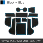 VW Volkswagen POLO MK6 AW 2018 jaoks Kummist libisemisvastane matt Ukse sooni Tassihoidik Telefoni Padi Ukse Tassialus Auto must