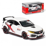 1/32 skaalaga Honda Civic Type-R survevalu sulamist mudelauto m&auml;nguasi, valguse ja heliga tagasit&otilde;mmatav s&otilde;iduk lastele t&auml;iskasvanutele m&otilde;eldud kingituste kollektsioon 1/32-15x6.5x5cm valge