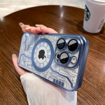 Uus vooluringi mustriga Magsafe &uuml;mbris iPhone 11 Pro Max 12 13 14 Pro Max 14 Plus luksusliku pinnakattega l&auml;&auml;tsekaitse pehme silikoonkate jaoks For iPhone 13 must