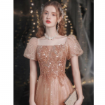 Kuldse mulliga varrukatega kleit banketi lava pulmakleit Esteetiline &otilde;htukleit XS kuld