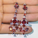 Solid S925 Sterling Silver Rubellite K&otilde;rvar&otilde;ngas Naine Aros Mujer Oreja H&otilde;bedane 925 Ehete p&auml;ritolu Punane Rubeliidist k&otilde;rvar&otilde;ngas T&uuml;drukud punane