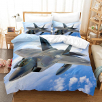 3D Military Fantasy Room voodipesukomplekt Fighter Aircraft tekikott padjap&uuml;&uuml;r 2/3 t&uuml;kki AU/DE/EU/ES t&auml;issuuruses pehme lukuga kodutekstiil DE 155x220cm