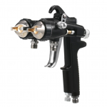 Topelt 1,4 mm otsik Kahepealine Kahekomponendiline peegliefekt H&otilde;bedane kroomitud &otilde;huj&otilde;ul t&ouml;&ouml;tav pihustusmasin must