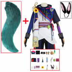 M&auml;ng Tighnari Cosplay kost&uuml;&uuml;m, kost&uuml;&uuml;m k&otilde;rvadega saba Aksessuaarid Halloweeni karnevaliriided Anime L-(Full set+wig)