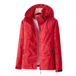 Naiste jope v&auml;litingimustes tuulejakk &Uuml;hekihiline veekindel lehtede printimine hingav pikkade varrukatega kapuutsiga lukuga taskud lukuga &uuml;les XL punane