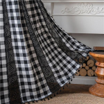 Uued viimistletud kardinad Triibuline tikandid Roheline &uuml;hev&auml;rviline kontrast K&ouml;&ouml;k Elutuba Kardinad Maaelu stiilis Pooll&auml;bipaistmatud laheaknad W150xL160CM(Grommets Top)