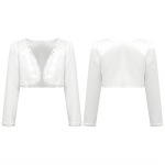 Lapsed, t&uuml;drukud, pikkade varrukatega lahtised ees Bolero p&auml;rlid, litrid, helmed kehitavad &otilde;lgu kardigan pulma&uuml;rituse kleidi aksessuaarid 1-2 Years elevandiluuvalge