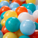 KiddyMooni pehmest plastikust m&auml;ngupallid lastele 200 palli/6cm-2.36in, valge/kollane/oranž/beebisinine/t&uuml;rkiissinine 200 Balls/6cm-2.36in