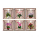 3D vin&uuml;&uuml;list seinakleebis vaaside disainiga Rohelised taimed Lilled Mittepleekivad Lihtsad toimingukleebised B