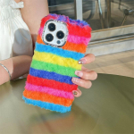 Winter Plush Rainbow &uuml;mbris iPhone'ile 15 14 13 12 11 Pro Max XR XS XS Max 7 8Plus SE 2020 kukkumiskaitse&uuml;mbrised iPhone 15 Plus punane