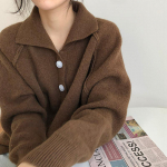 Naiste avar kampsun, &uuml;hev&auml;rviline n&ouml;&ouml;biga kootud topp One size kohv