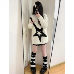 Harajuku Vintage t&auml;navar&otilde;ivaste kampsun, naiste Korea moe, preppy stiilis džemprid, pulloverid, kootud kampsun, paaririided S must