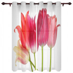 Tulbid Punaste lilledega aknakardinad elutuppa lastele Magamistoa Valance kardinad K&ouml;&ouml;gi aknakatted 135W x 60H(cm)