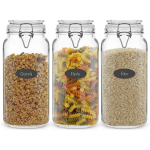 &Otilde;hukindlad kaanega klaaspurgid 3 tk. 78 untsi klaaspurk kaane ja 6 silikoontihendiga! Suured klaasist toiduainete s&auml;ilitusmahutid. Square Mason Jar