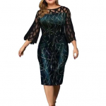 Kleit Pits Patchwork Match Kingad Pehme vintage tr&uuml;kiga Midi kleit naiste r&otilde;ivas 4XL roheline