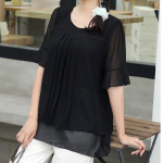 L&uuml;hikeste varrukatega naiste pluus Suurem&otilde;&otilde;dulised lahtised topid Punane kollane &scaron;ifoonist s&auml;rk M must