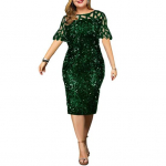 Atraktiivne pidulik kleit &uuml;mara kaelusega, &otilde;&otilde;nsaga, elegantne puusakleit s&auml;&auml;re keskele 2XL