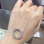 Trend Elegant Crystal Circle Ripats Kaelakee H&otilde;bedane Naiste Kaelakee Collier Femme Kaelused Fit 45cm