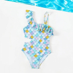 T&uuml;drukute Falbala ujumisriided suvised laste kalakaaluga tr&uuml;kitud ujumisriided &uuml;hes t&uuml;kis ujumiskost&uuml;&uuml;m lastele ujumisriided rannariided 5-6 years sinine