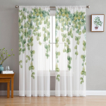 Akvarell, eksootilised džunglililled, l&auml;bipaistvad kardinad elutoa akna jaoks, l&auml;bipaistev t&uuml;llkardin Magamistoa kardinad Kodukaunistus 135W x 114H(cm)