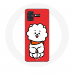 Coque pour Samsung Galaxy A51 BTS Bangtan Gar&ccedil;ons BT21 RJ de Jin Fond Rouge