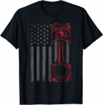 Vintage American Flag Piston Funny Muscle Car Mechanic Unisex T-s&auml;rk S