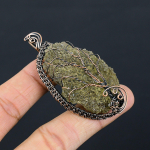 Natural Rough Prehnite Gemstone Handmade Copper Wire Wrap Pendant 2.76 c8s59