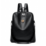 Naiste pehmest nahast seljakott, suure mahutavusega reisiseljakott must