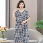 WTEMPO Naiste kevadsuvine puuvillane &ouml;&ouml;s&auml;rk suur vaba tr&uuml;kitud pidžaama &uuml;markraega vaba vaba vaba keskmise pikkusega kleit XXL