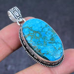 Natural Tibetan Turquoise Handmade 925 Sterling Silver Pendant 2.21 e7w69