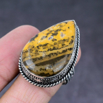 Natural Gila Monster Gemstone Handmade 925 Sterling Silver Ring Size 9 e0w53