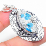 Natural K2 Blue Azurite Gemstone 925 Sterling Silver Gift Pendant 2.13 u8l51