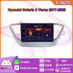 Android Carplay Auto Hyundai Solaris 2 Verna 2017-2020 autoraadio-navigatsiooni GPS-i multimeediumivideopleier, 2din peaseade 2+32 GB 2+32GB must