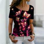 Elegantne pullover naiste T-s&auml;rk liblikprindiga moesuund &otilde;huke hele kaldus krae valge l&uuml;hikeste varrukatega naiste riided vaba aeg XS