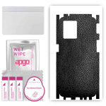 apgo Protective Skin Sticker for the back+sides compatible with Oppo Reno8 4G, Full Wrap Film, Foil, Vinyl - Pattern Black Leather