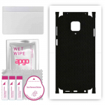 apgo kaitsev nahakleebis tagak&uuml;ljele ja k&uuml;lgedele, mis &uuml;hildub Xiaomi Redmi Note 9S-ga, t&auml;is&uuml;mbriskilega, fooliumiga, vin&uuml;&uuml;liga &ndash; mustrimaatriks