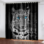 3D Looma Leopard Must-valge Tr&uuml;kiga P&auml;ikesekaitsekardin Elutuba Magamistuba Kodu Kaunistus Digitaalselt Kohandatav Kardin 100W130H(CM)40x51in&Grommet Top gray