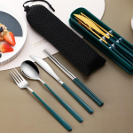 304 roostevabast terasest lauan&otilde;ud, 6 tk. lauan&otilde;ud, kvaliteetsed nugade kahvli ja lusikaga lauan&otilde;ud, kaasaskantav komplekt, t&auml;iustatud stiilis kotiga 4pcs/set with box