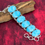 Larimar k&auml;ev&otilde;ru, 925 prooviga t&auml;is h&otilde;bedast k&auml;ev&otilde;ru, ehtsast v&auml;&auml;riskivist k&auml;sitsi valmistatud ehted, reguleeritava keti ja armas k&auml;ev&otilde;ru, kingitus talle 8 Inches With Adjustable sinine